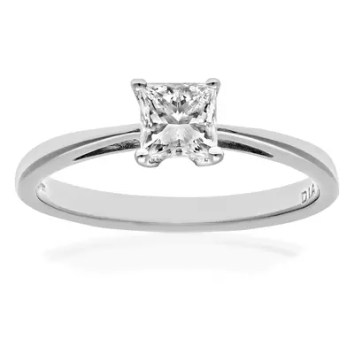 (L) Jewelco London 18ct White Gold Engagement Ring, J/I Certified Diamond, Princess Cut, 0.50ct