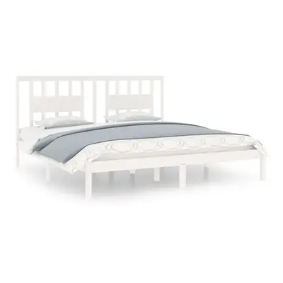 vidaXL Bed Frame Platform Bed White Solid Wood 180x200 cm Super King Size