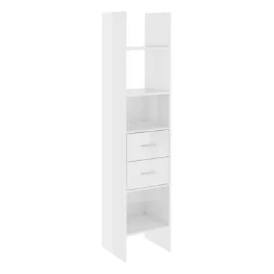 vidaXL Book Cabinet High Gloss White Engineered Wood Bookcase Storage Shelf