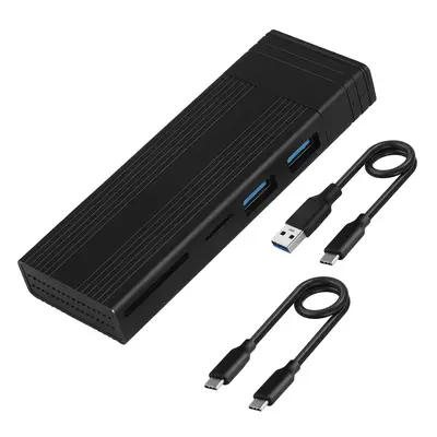 PCIe M.2 HDD Enclosure USB HUB Compatible with 2242 2280 NVMe/SATA SSD?Black?