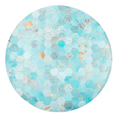 Round Cowhide Area Rug cm Turquoise ZEYTIN