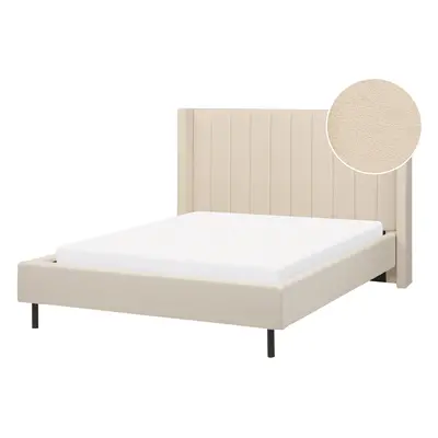 Slatted Bed VILLETTE x cm (EU Double) Boucle Beige