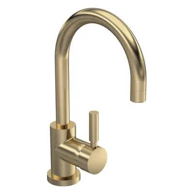 Contemporary Arch Round Tall Lever Mono Basin Mixer Tap (Waste Included) - Brushed Brass - Balte