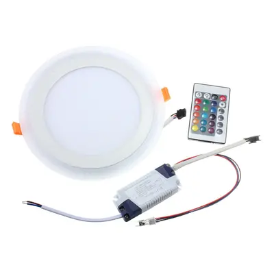 (cool white+RGB+remote control) 12W RGB Dual Color LED Recessed Ceiling Round Panel Down Light L