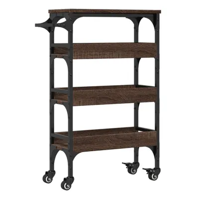 vidaXL Kitchen Trolley Rolling Cart Storage Cart Brown Oak Engineered Wood