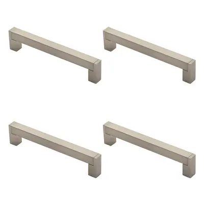 4x Square Section Bar Pull Handle x 15mm 160mm Fixing Centres Satin Nickel