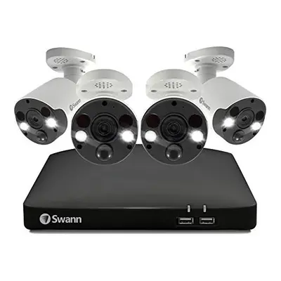 Swann CCTV Kit, 2TB 4K Channel NVR-8780 with x SWNHD-887MSFB Professional Spotlight Bullet Camer