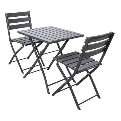 Solback Grey Bistro Set - Solback Piece Polywood Table and Chair Bistro Set