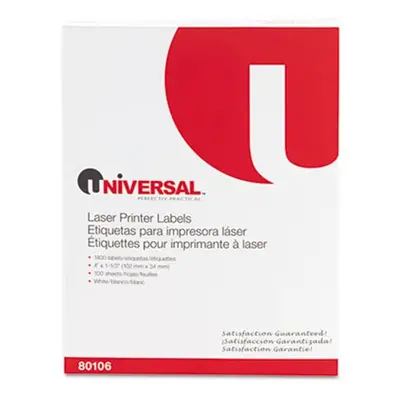 Universal Laser Printer Permanent Labels, 1.33 x 4, White, 1400-Box