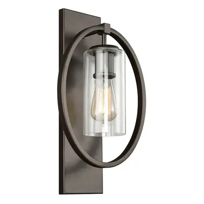 Wall Light Door Knocker Hoop with Clear Glass Shade Antique Bronze LED E27 60W