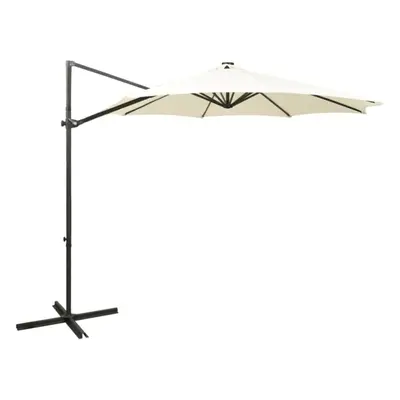 vidaXL Cantilever Garden Parasol with Pole and LED Lights Shade Umbrella Sand