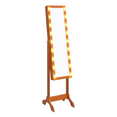 (brown) vidaXL Free-Standing Mirror Makeup Mirror with LED Full Length Vanity Mirror