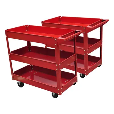 vidaXL 2x Workshop Tool Trolley 100kg Shelves Garage Transport Carrier Cart