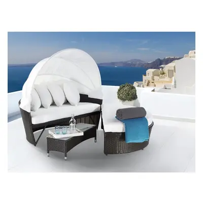 Outdoor Canopy Daybed - Convertible Wicker Sofa Set - SYLT LUX