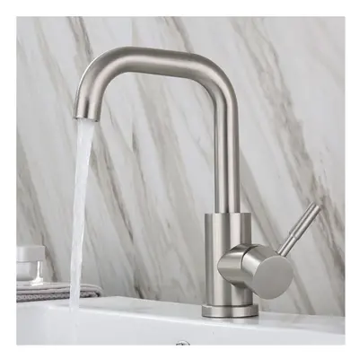 Stainless Steel Bathroom Basin Faucet Rotate Single Handle Hole Lead Free Hot And Cold Mixer Tap