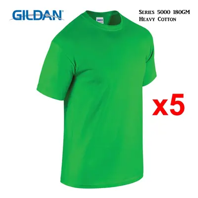 (S) Packs Gildan T-SHIRT Blank Plain Basic Tee Men Heavy Cotton (Irish Green)