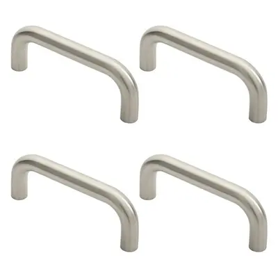 4x Round D Bar Pull Handle x 19mm 150mm Fixing Centres Satin Stainless Steel