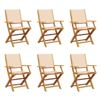 (beige, pcs) vidaXL Garden Chairs Outdoor Chair Dining Chair Solid Wood Acacia and Fabric