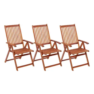 vidaXL 3x Solid Acacia Wood Folding Garden Chairs Outdoor Seating Furniture