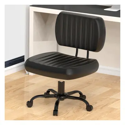 (Black) Adjustable Height Armless Office Chair