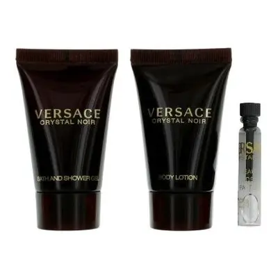 Versace Crystal Noir Pcs Set For Women: 0.05 Eau De Parfum + 0.5 Shower Gel + 0.5 Body Lotion