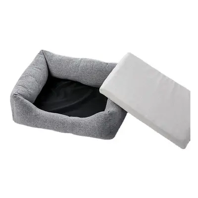 (Grey S) Dog Mat Bed Washable Cotton Linen Material for Small Medium Dogs