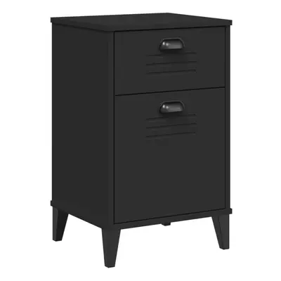 vidaXL Bedside Cabinet Side Table Nightstand Bed Table Black Solid Wood Pine