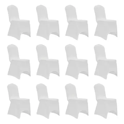 vidaXL 12x Chair Cover Stretch White Banquet Seat Spandex Dining Chairs Covers