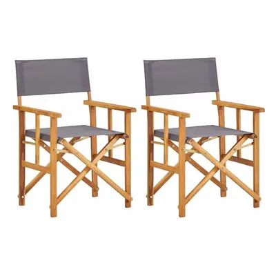 vidaXL 2x Solid Acacia Wood Director's Chairs Brown and Dark Grey Armchairs