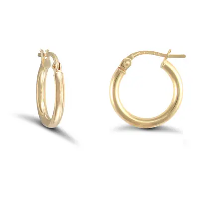 Jewelco London Ladies 9ct Yellow Gold Polished 2mm Hoop Earrings 15mm - JER719A