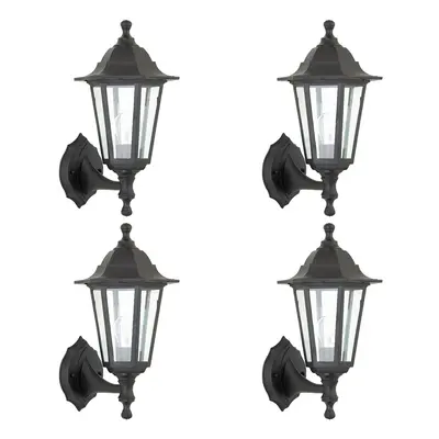 4 PACK Traditional Lantern IP44 Wall Light - 60W E27 GLS LED - Dimmable Lamp