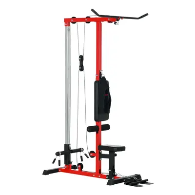 SPORTNOW Pull Up Station Power Cage with Adjustable Seat, Home Gym - Red