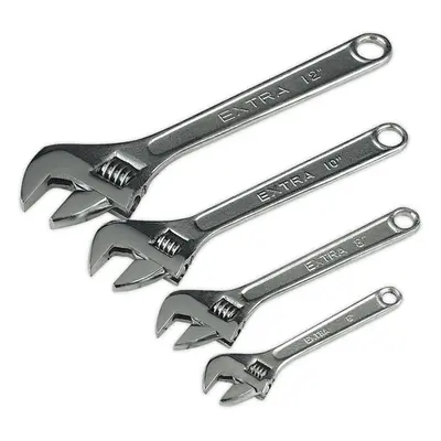 4 Piece Wrench Set - Four Adjustable Steel Wrenches 150mm 200mm 250mm and 300mm