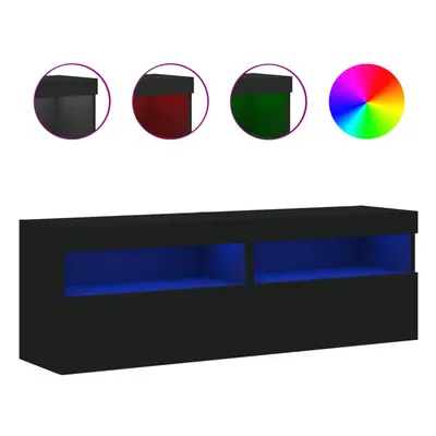 vidaXL TV Wall Cabinets with LED Lights Wall Mounted TV Units pcs Black