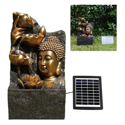 (SOLAR BUDDHA HEAD FOUNTAIN) GEEZY Solar LED Statues Home Decoration Outdoor Garden Water Featur