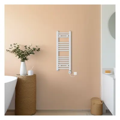 (White, 800x300mm) NRG Prefilled Thermostatic Electric Straight Heated Towel Rail Radiator