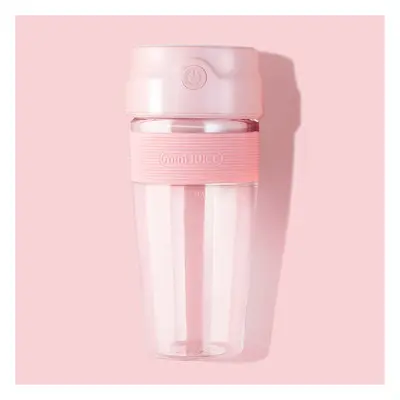 (Pink) 300ml Portable Electric Fruit Juicer USB Rechargeable Smoothie Maker Juicing Cup