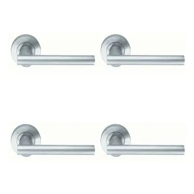 4x PAIR Round Recessed Bar Handle on Round Rose Concealed Fix Satin Chrome