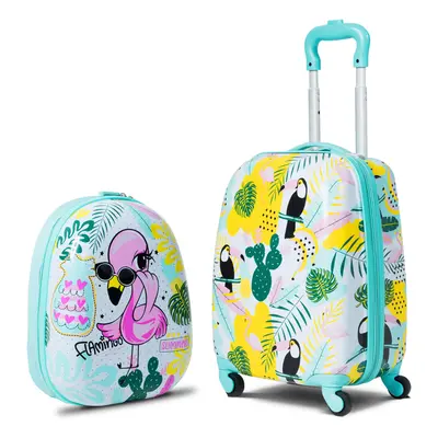 2PCS ABS Kids Luggage Set 12'' Backpack 16'' Suitcase Children Girls Travel