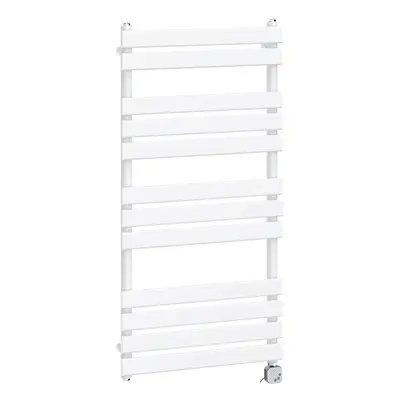 (1200x600mm, White) NRG Pre-Filled Electric Heated Towel Rail Bathroom Radiator Thermostatic War