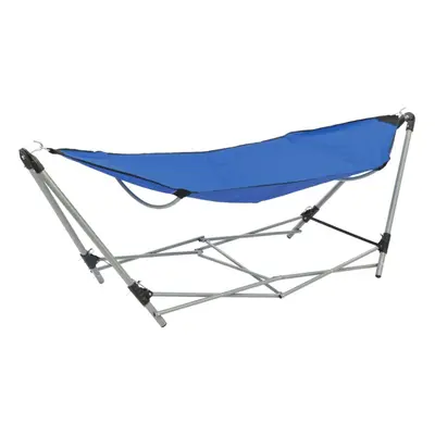 vidaXL Hammock with Foldable Stand Blue Outdoor Portable Camping Travel Bed