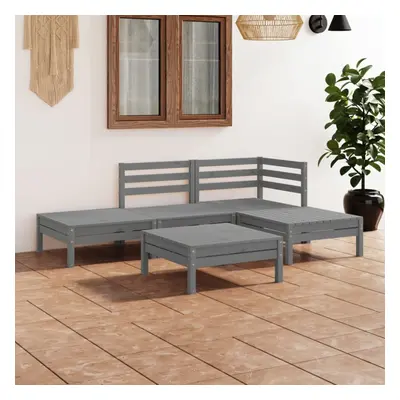 vidaXL Garden Lounge Set Wooden Outdoor Lounge Set Piece Solid Pinewood Grey