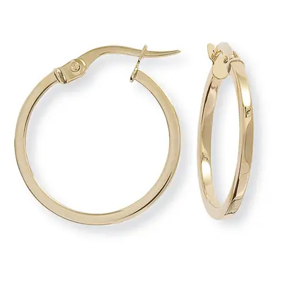 Jewelco London Ladies 9ct Yellow Gold 1.5mm Square Tube Round Hoop Earrings - 20mm - ERNR02579