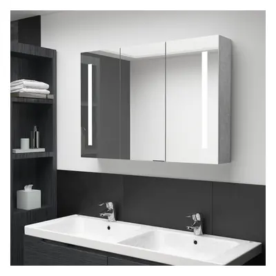 vidaXL LED Bathroom Mirror Cabinet Concrete Grey Washroom Storage Vanity Unit