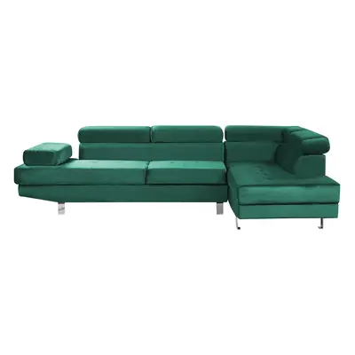 Left Hand Corner Velvet Sofa Green NORREA