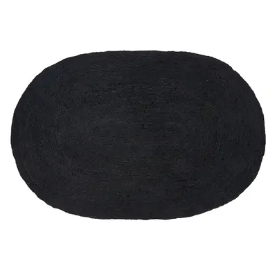 Oval Jute Area Rug x cm Black DEMIRCI