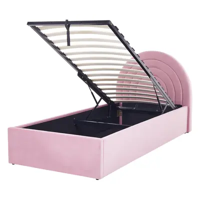 Ottoman Bed ANET x cm (EU Single) Velvet Pink