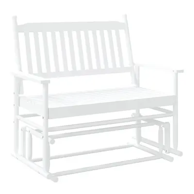 (white) vidaXL Glider Bench Rocking Bench Outdoor Bench Garden Bench Solid Wood Poplar