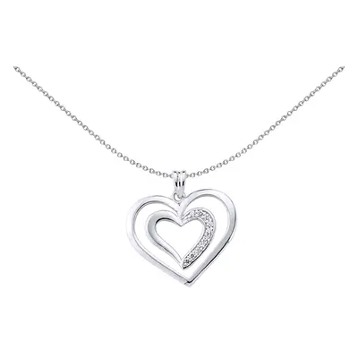 Jewelco London Ladies Sterling Silver Cubic Zirconia Love Heart Pendant Necklace inch - GVP289