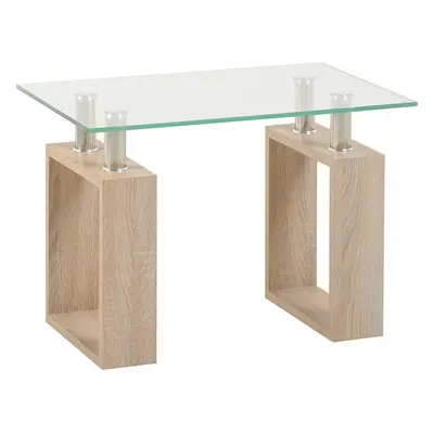 Seconique Milan Sonoma Oak Effect Veneer & Glass Lamp Table